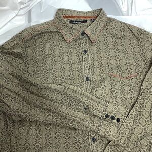 Men’s Genealogy Beaver Gray Mini Paisley Button Down Long Sleeve Shirt Size XL